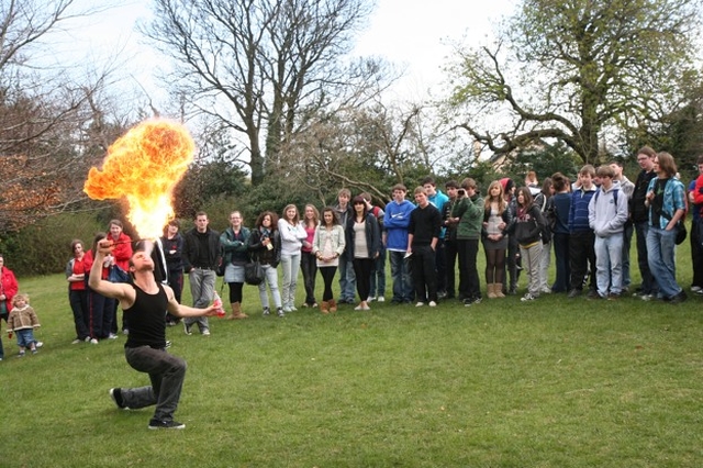 Steven Byford fire breathing at 3 Rock youth's Advance Day for young people in Taney Parish Centre.