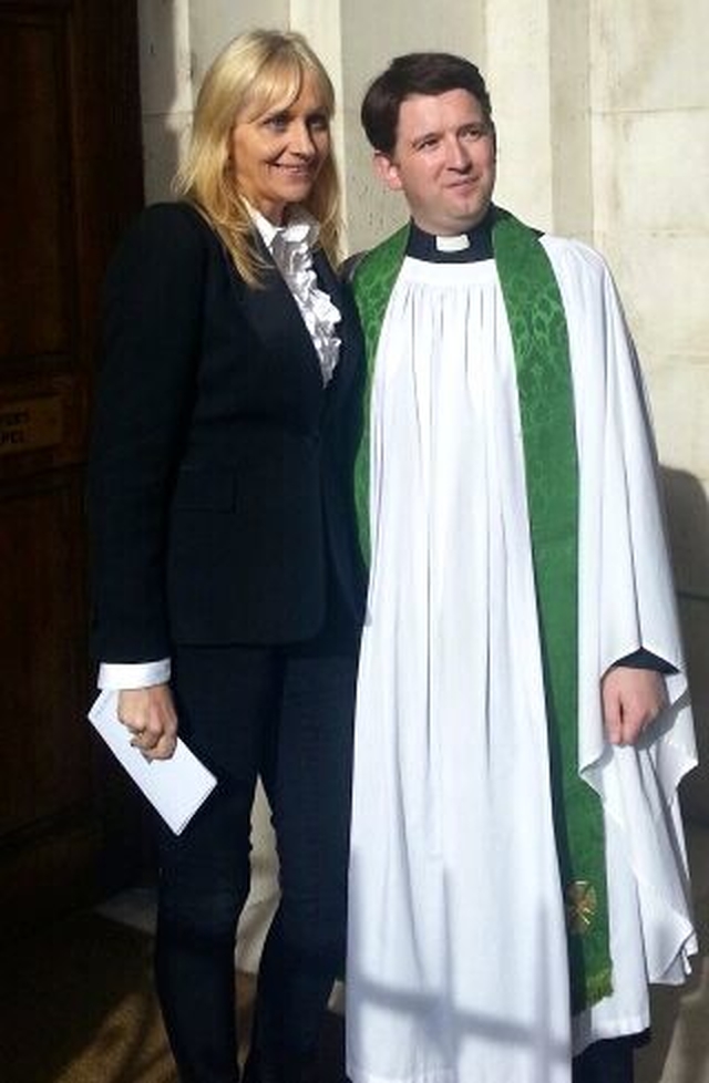 Trinity College Dublin Dean of Residence, Revd Darren McCallig with TV presenter and broadcaster, Miriam O’Callaghan, who delivered the address in the Chapel on Sunday October 21 as part of the “Soul Sisters” series in which speakers talk of the women who have inspired them.  