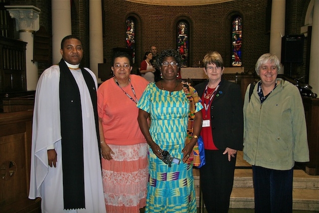 The Revd Obinna Ulogwara, Rector, pictured with Girls Friendly Society members from all over the world; Kay Grant, New York; Christine Adjei, Ghana; Val Gribble, Australia (guest speaker); and Carol Lee, Central President of the GFS in England, following a service in St George and St Thomas' Parish Church. The delegation are in Ireland for their World Conference. 