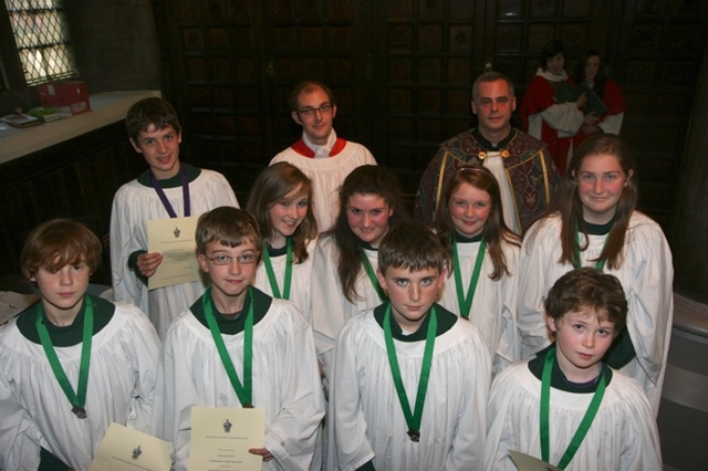 Pictured are members of the St Bartholomew's Church Choir, Dublin who received awards from the Royal School of Church Music during Evensong in Christ Church Cathedral, Dublin. They are pictured with the Vicar of St Bartholomew's, the Revd Andrew McCroskery and the Director of Music, Fraser Wilson. A further six members of the St Bartholomew's Church Choir received awards in absentia. 