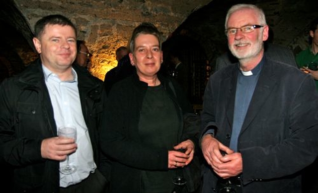Aonghus Dwane, Uta Raab and Canon Neil McEndoo at the launch of the Word that spake it – an exhibition marking the 350th anniversary of the 1662 Book of Common Prayer in Christ Church Cathedral. 