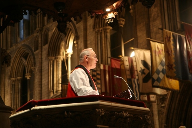 Pictured is the Archbishop of Armagh, the Most Revd Alan Harper OBE preaching in St Patrick's Cathedral at a Choral Evensong to give thanks for 150 years of the Adelaide School of Nursing.