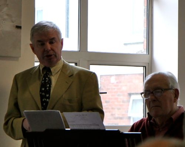 Brendan MacQuaile provided musical interludes accompanied by Michael Kelly at the annual service of remembrance at the Salvation Army Granby Centre. 