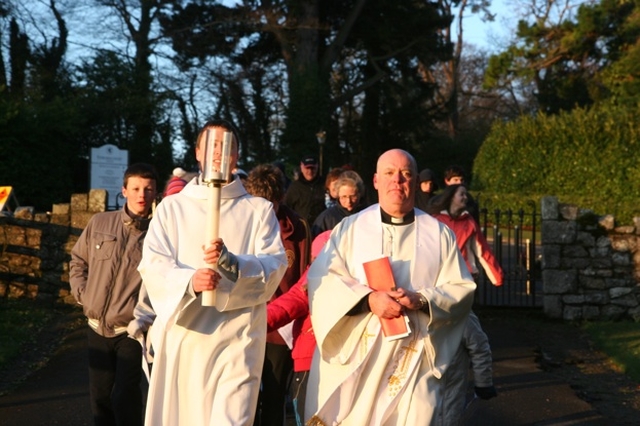 The Venerable Ricky Rountree (right) and ordinand John Godfrey led the procession from the Enniskerry Sonrise Service in Powerscourt Estate to St Patrick's Church in the Town.