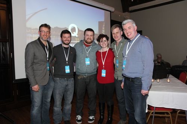 The Q Commons Dublin team – The Revd Rob Jones, Sam Moore, Paul Keegan, Orla Reynolds, Greg Fromholz (city leader) and Gerard Gallagher. Dublin joined the global Q Commons for the first time this year with the event taking place in Christ Church Cathedral. 