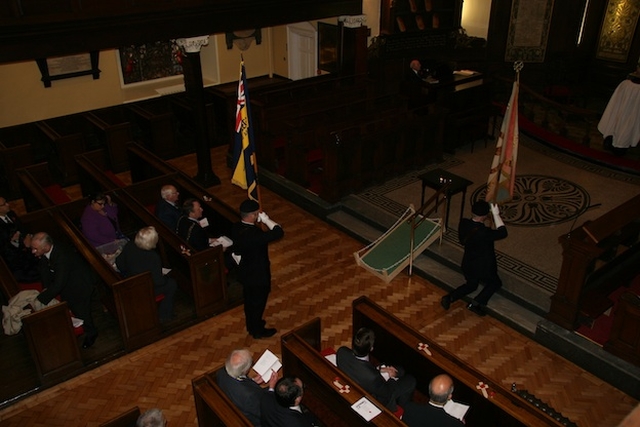 The presentation of flags at the Armistice Day Service, St Ann's Church, Dawson St.