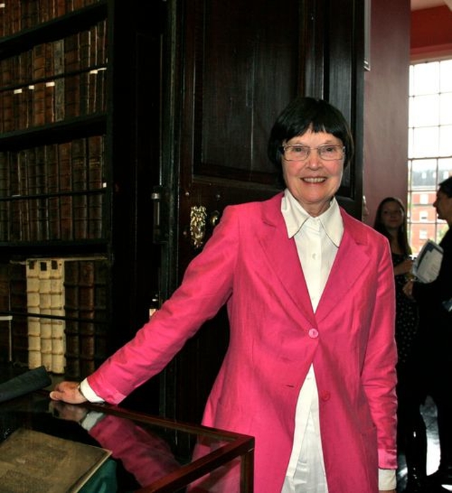 Deputy keeper of Marsh’s Library, Ann Simmons, attending the launch of the  library’s exhibition, ‘The Marvel’s of Science – Books that Changed the World’. Ann is retiring at the end of June after 22 years with the library and eight as deputy keeper. 