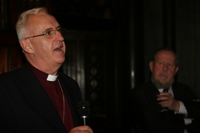 The Archbishop of Dublin, the Most Revd Dr John Neill speaking at the launch of Embracing Women - Making History in the Church of Ireland by the Revd Canon Ginnie Kennerley. Also pictured in the background is Sean O'Boyle of Columba Press.