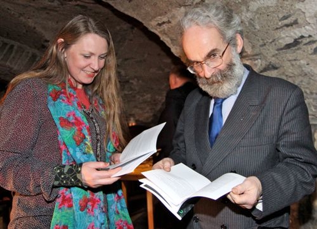 The Revd Ása Björk Ólafsdóttir and the Revd Robert Marshall peruse BACI’s 2014 Lent Bible Study resource at its launch in Christ Church Cathedral. 