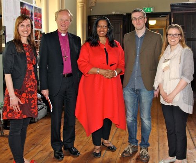 Dr Iva Beranek (CMHI), Bishop Patrick Rooke (Chairman of CMHI), Lisa Sharon Harper (speaker), Richard Ryan (Bookwell) and Jessica Stone (CMHI) at the Church’s Ministry of Healing talk in Christ Church Cathedral. 