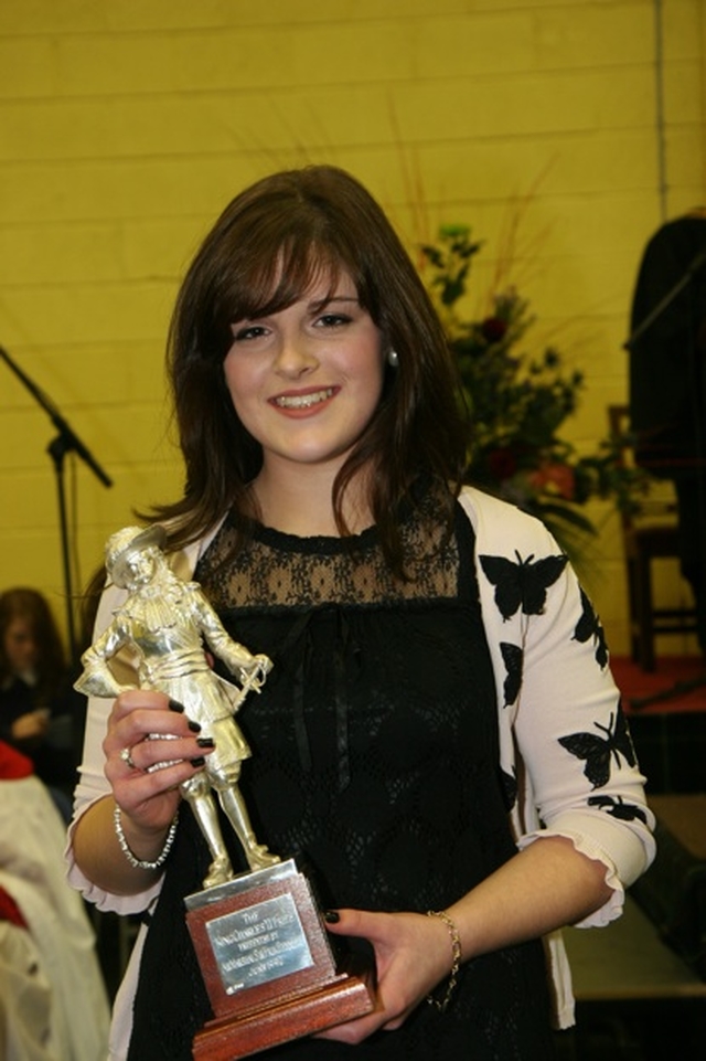 Amy Carroll winner of the King Charles II Trophy and Prize at Kings Hospital Charter Day.