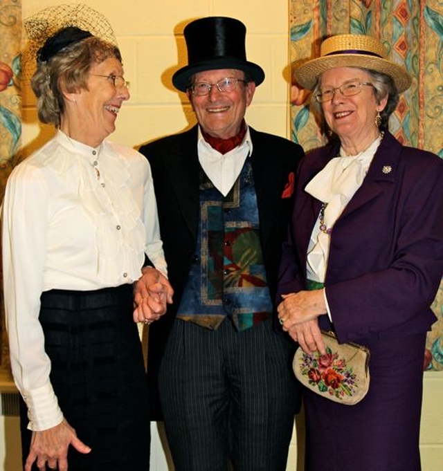 Marian Conboy and Peter and Anne Markham at the Victorian Tea Party in Rathmichael Parish yesterday (Sunday January 5). The tea party is the first event to take place during 2014 which is the 150th anniversary of Rathmichael Parish Church. 