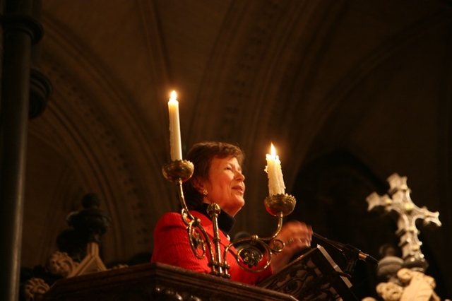 Former President of Ireland Mary Robinson preaching in Christ Church Cathedral at the Service of Prayer for Climate Change organised by Christian Aid, Trócaire, Eco-congregations Ireland and Stop Climate Chaos.