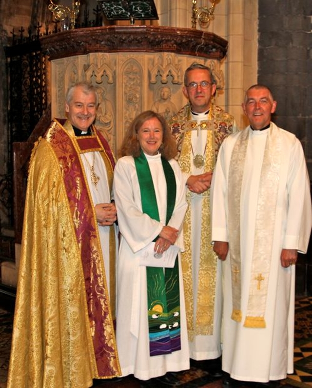 Pictured following the Patronal Festival of Christ Church Cathedral on Trinity Sunday (May 26) were the Archbishop of Dublin, the Most Revd Dr Michael Jackson; the Revd Nancy Gossling (preacher); the Dean, the Very Revd Dermot Dunne; and the Archdeacon of Dublin, the Ven David Pierpoint. 