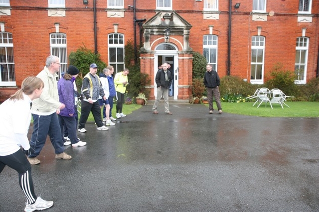 Some of the ordinands of the Church of Ireland Theological Institute 'under starters' orders' of the Director, the Revd Dr Maurice Elliott during their recent run and cycle for charity.