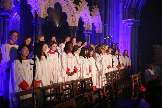 The junior choir of Kings Hospital School at Essential at Christ Church, a Christmas Service for young people in Christ Church Cathedral organised by 3 Rock Youth.