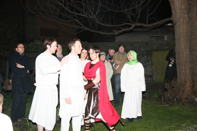 The arrest of Jesus (Myles Gutkin) during a dramatisation of the passion of Christ in St Werburgh's Church, Dublin.