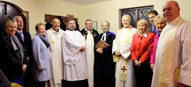 Clergy and church wardens in Donoughmore Church for the insitution of the Revd Neal O’Raw as the new Rector of Donoughmore and Donard with Dunlavin. 