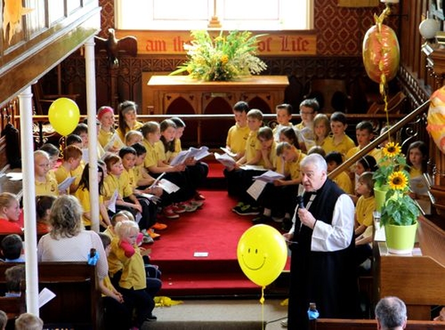 Archbishop Michael Jackson at the West Glendalough Children’s Choral Festival in Donoughmore. 