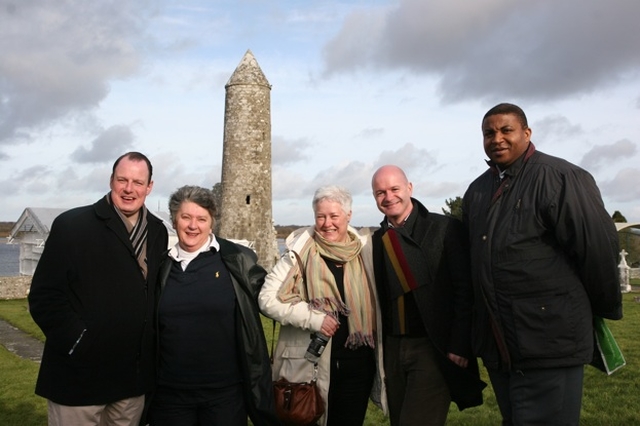 Pictured during a trip to Clonmacnoise, Co Offaly during the Dublin and Glendalough Diocesan clergy conference are the Revd Roy Bryne, Rector of Drumcondra and North Strand, the Revd Aisling Shine, Curate, Drumcondra and North Strand, the Revd Canon Katharine Poulton, Rector of St Georges and St Thomas, the Revd David Gillespie, Vicar of St Ann's and the Revd Obinna Ulogwara, Diocesan Chaplain to the International Community.