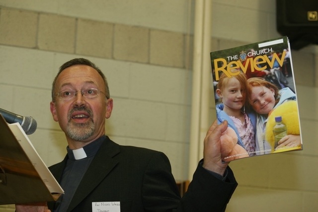 The Revd Nigel Waugh, Rector of Delgany with a copy of the Church Review (the Diocesan Magazine) at the Dublin and Glendalough Diocesan Synods.