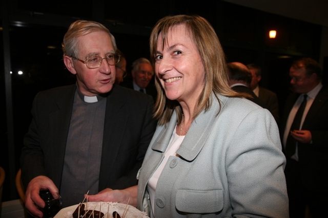 The Revd Canon John McCullagh with Jennifer Byrne at a reception in honour of Canon McCullagh for his contribution to education in the Church of Ireland while General Synod Education Officer. Canon McCullagh left that post in December 2008 to become Rector of Rathdrum, Derralossary and Glenealy.