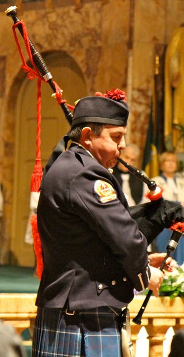 Seamus O’Rourke of the Dublin Fire Brigade Pipe Band played the Last Post Lament during the 1913 Lockout Service of Remembrance in the University Church on St Stephen’s Green on November 12.