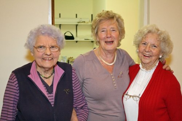 Audrey Thomas, Helen Sheppard and Eithne Craig at the reception following the Mageough Chapel Carol Service