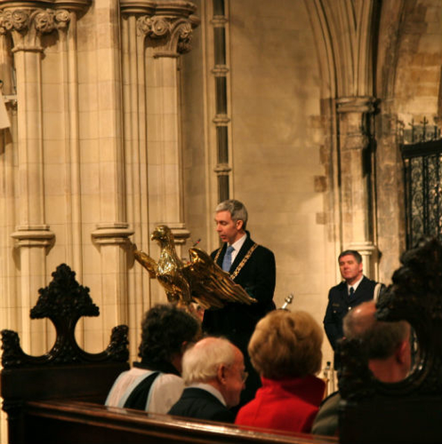 Lord Mayor of Dublin, Andrew Montague, reads a lesson at the ‘In Darkness There is Light’ service of solidarity for people experiencing pain in the recession at Christ Church Cathedral. 