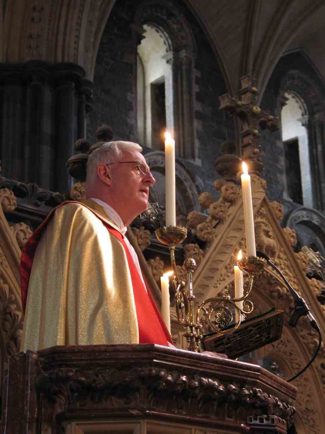 The Archbishop of Dublin, the Most Revd Dr John Neill delivering his Easter sermon in Christ Church Cathedral Dublin.