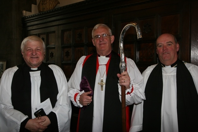 Pictured at a special Evensong Service in Christ Church Cathedral to mark his contribution to the United Dioceses of Dublin and Glendalough is the Venerable Edgar Swann (left) with the Archbishop of Dublin, the Most Revd Dr John Neill (centre) and Archdeacon Swann's successor, the Venerable Ricky Rountree.