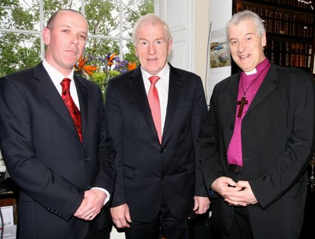 Keeper of Marsh’s Library, Dr Jason McElligott, Minister for Arts, Heritage and the Gaeltacht, Jimmy Deenihan TD and the Archbishop of Dublin, the Most Revd Dr Michael Jackson at the opening of the new exhibition at Marsh’s Library, ‘The Marvels of Science – Books that Changed the World’.