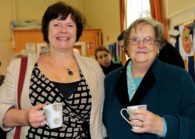 Sue Jackson and Beatrice Hendy enjoying the refreshments following the Service of Redication in Timolin this morning (December 15). 