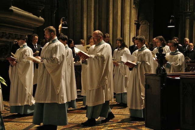 Members of the choir pictured at the Service of Thanksgiving to commemorate the life of Miranda Guinness, Countess of Iveagh, in St Patrick's Cathedral, Dublin.