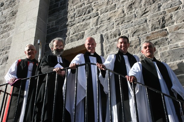Pictured at the licensing and liturgical welcome for the Revd Victor Fitzpatrick (second right) are the Archbishop of Dublin, the Most Revd Dr John Neill, the Revd Robert Marshell, Acting Registrar, the Revd David Gillespie (Vicar), the Revd Victor Fitzpatrick and the Venerable David Pierpoint, Archdeacon of Dublin.