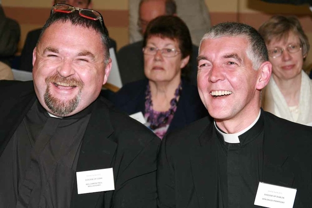 Canon Paul Willoughby, Cork, and the Venerable David Pierpoint, Archdeacon of Dublin, pictured on the first day of the Church of Ireland General Synod in Armagh. Photo: David Wynne.