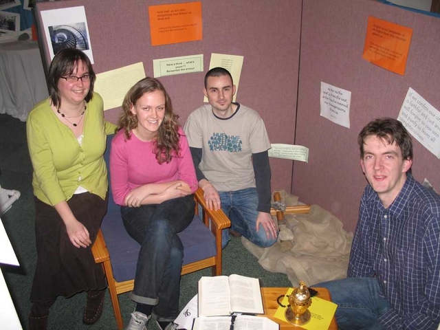 Pictured in the prayer room in the Church of Ireland Theological College are some of the students taking part in the 24-7 Prayer initiative. Left to right Ruth West (Down and Dromore), Amy Carey (24-7 Prayer Ireland), Peter Fergusson (Armagh) and Robert Ferris (Down and Dromore).