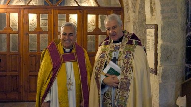 The Archbishop of Jerusalem, the Most Revd Suheil Dawani and the Archbishop of Dublin, the Most Revd Dr Michael Jackson in St George’s Cathedral, Jerusalem, on the Feast of the Epiphany. (Photo courtesy of the Diocese of Jerusalem)