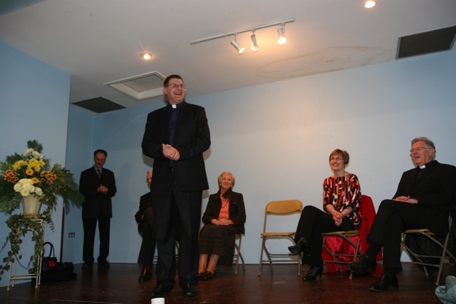 The Revd Alan Rufli speaking at the reception following his institution as Rector of Clondalkin and Rathcoole. Pictured seated behind him are the Most Revd Dr John Neill, Archbishop of Dublin, Betty Neill, the new Rector's wife, Gillian and the Revd Canon Desmond Sinnamon, Rural Dean.