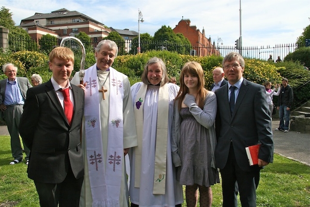 The Revd Martha Waller (Raheny and Coolock), pictured with the Most Revd Dr Michael Jackson, Archbishop of Dublin and Bishop of Glendalough, and family members following her ordination as a priest in Christ Church Cathedral, Dublin.