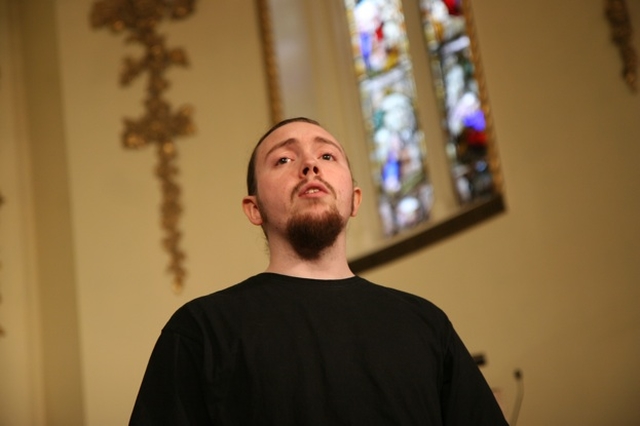 Brian Brazil reciting from The Damnable Ideal by Oscar Wilde at a Wilde Night Out at St Ann's Church, Dawson Street. The performance by the St Ann's Dramatic Society is part of Dublin's One City One Book Festival.