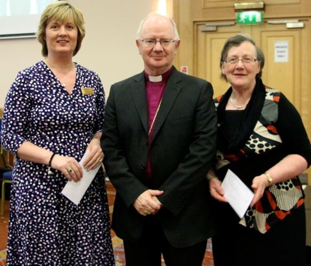 Diocesan President of Dublin & Glendalough Mothers’ Union, Joy Gordon and the All Ireland Mothers’ Union President, Phyllis Grothier, receiving awards from the Archbishop of Armagh, the Most Revd Dr Richard Clarke, at General Synod in Armagh. Links the magazine of the Mothers’ Union  in Dublin and Glendalough and Focus, the All Ireland Mothers’ Union magazine were joint runners up on the ‘Other’ organisations Printed Publications category in the Church Of Ireland Communications Competition.