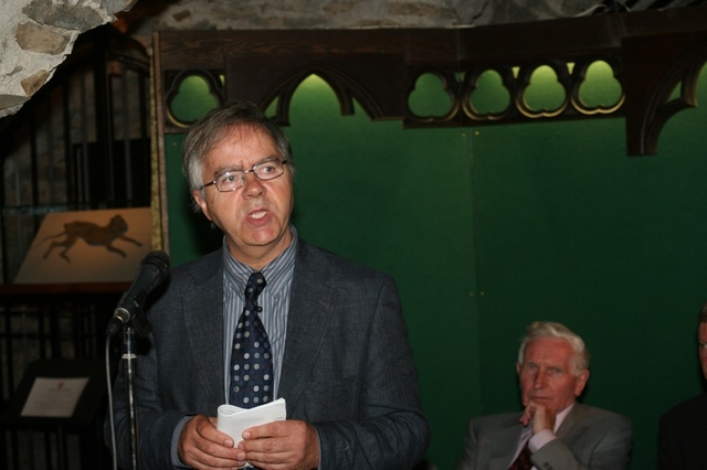 Professor Roger Stalley, Head of the Department of the History of Art in Trinity College, Dublin speaking at the launch of the exhibition marking the 130th Anniversary of the re-opening of Christ Church Cathedral following the restoration conducted by George Edmund Street.