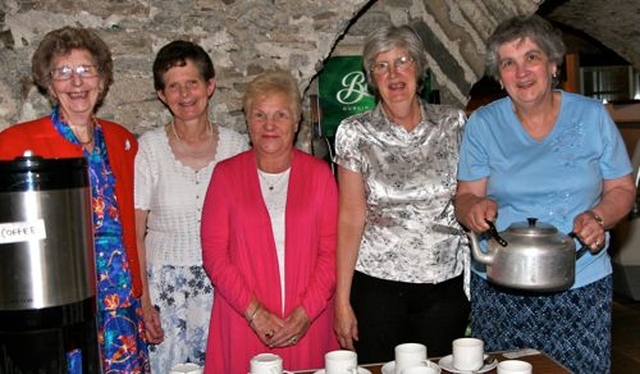Iris Cross, Betty Freman, Ina Battle, Hilda Privott and Jean Denner of Drumcondra, North Strand and St Barnabas prepare the refreshments in the Crypt following the installation of their rector, Revd Roy Byrne, as the Twelfth Canon of Christ Church Cathedral. 