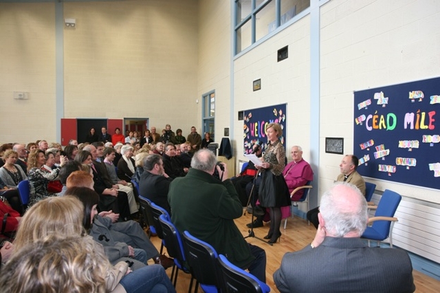 The Principal of Blessington No 1 School, Lilian Murphy speaking at the official opening of their new School Building.