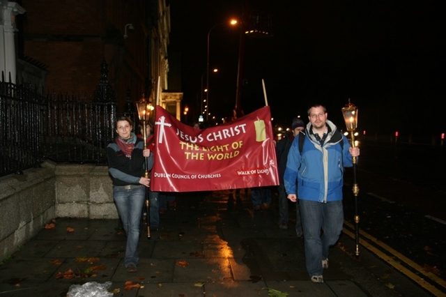 The Ecumenical 'Walk of Light' from the University Church, St Stephen's Green to St Bartholomew's Church, Clyde Road (stopping at the Methodist Centenary Church en route).