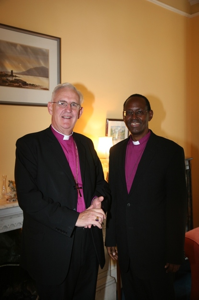 Pictured is the Archbishop of Burundi, the Most Revd Bernard Ntahoturi (right) on his visit to the See House in Dublin to meet the Archbishop of Dublin, the Most Revd Dr John Neill. The two Archbishops worked closely together on the World Council of Churches.