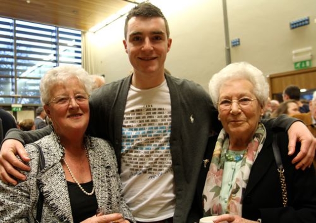 Ruth Maloney, Callum O’Brien and Eileen Hall at the reception following the Service of Thanksgiving for the Restoration of St Paul’s Church, Glenageary, on April 21.