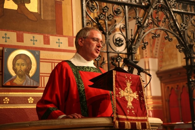 The Revd Canon Ted Ardis, Rector of Donnybrook and Irishtown preaching at the St Bartholomew's Festival Eucharist.