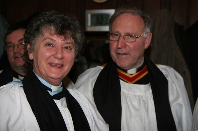 Pictured at the installation of the new Archdeacon of Glendalough and other dignitaries in Christ Church Cathedral is the Revd Aisling Shine and the Revd Canon Adrian Empey.